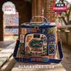 Igloo Florida Gators Quilted Lunch Bag with team logos, blue and orange patchwork design, and adjustable shoulder strap.
