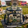 Igloo Notre Dame Fighting Irish quilted lunch bag featuring navy and gold patchwork, team mascots, and collegiate logos.