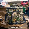 Igloo Notre Dame Fighting Irish quilted lunch bag with gold helmet, leprechaun mascot, and shamrock patterns on blue fabric.