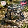 Igloo Notre Dame Fighting Irish quilted lunch bag with school logos, team mascot, and floral patterns on a stone background.