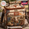 Igloo Texas Longhorns Quilted Lunch Bag featuring western stitching, steer illustration, cactus, and brown cowboy boots.