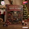 Indian Motorcycle 125th Anniversary 24-Day Advent Calendar box with gold and red vintage bike graphics and holiday lights.