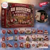 Front view of an Indiana Hoosiers Football Ornament Advent Calendar with 24 numbered festive team-themed ornaments.