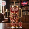 Indiana Hoosiers YETI Tumbler with Straw featuring a bison mascot, campus architecture, and team branding in red and gold.
