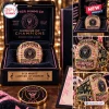 Closeups of an Inter Miami CF 2024 championship commemorative ring inside a black display box with gold lettering.