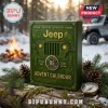 Jeep 85th Anniversary 2026 Advent Calendar in dark green with grille design, gold lettering, and 85 years badge on log base.