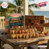 Jimmy Buffett Advent Calendar 2026 featuring 24 numbered drawers and miniature vinyl figures on a wooden beach table.