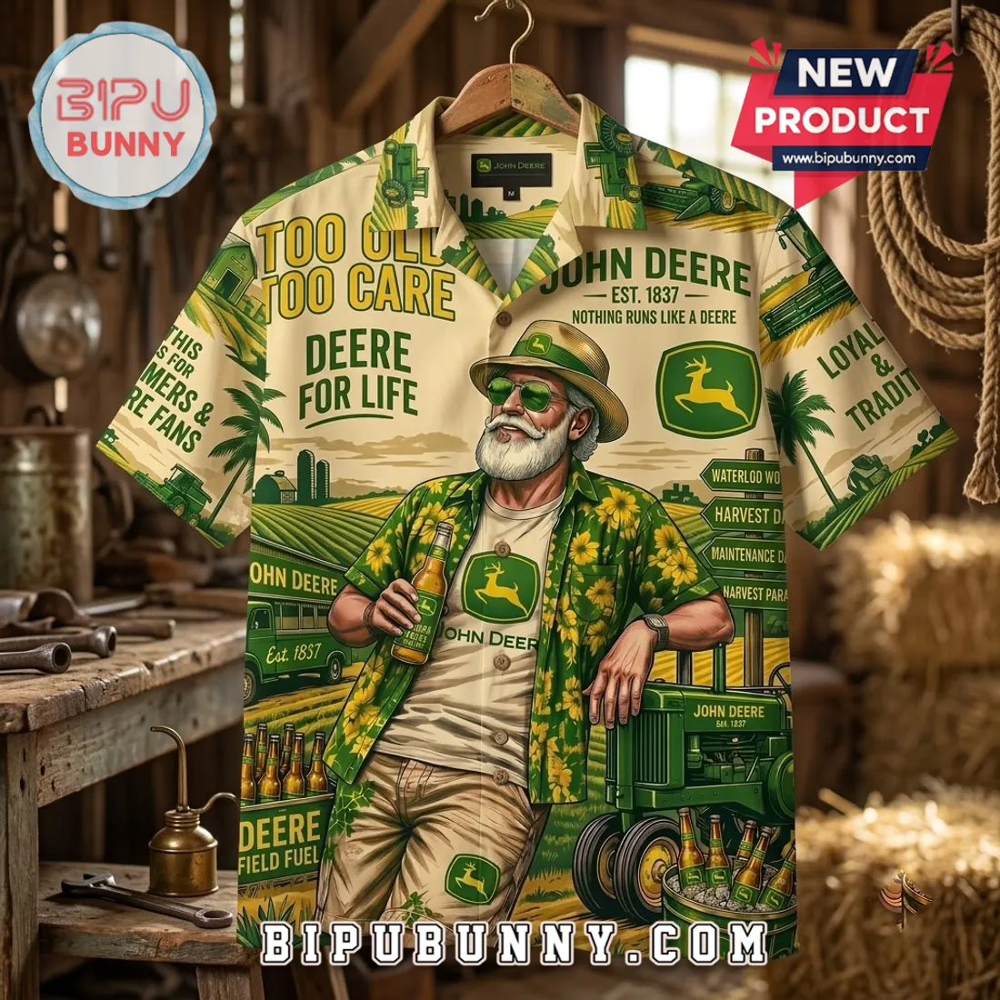John Deere Field Fuel Tropical Hawaiian Shirt John Deere Field Fuel Tropical Hawaiian Shirt