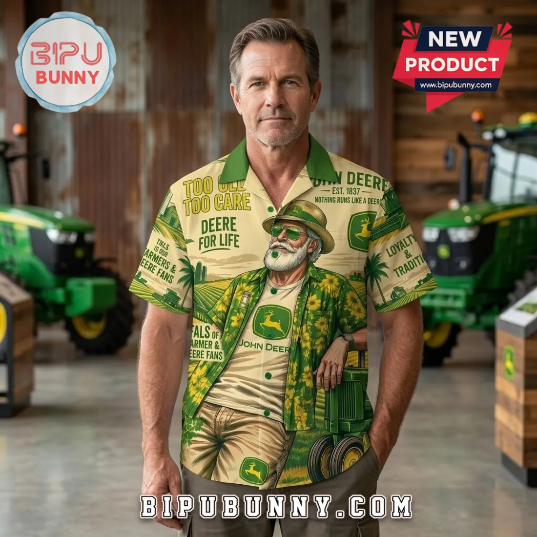 John Deere Field Fuel Tropical Hawaiian Shirt John Deere Field Fuel Tropical Hawaiian Shirt