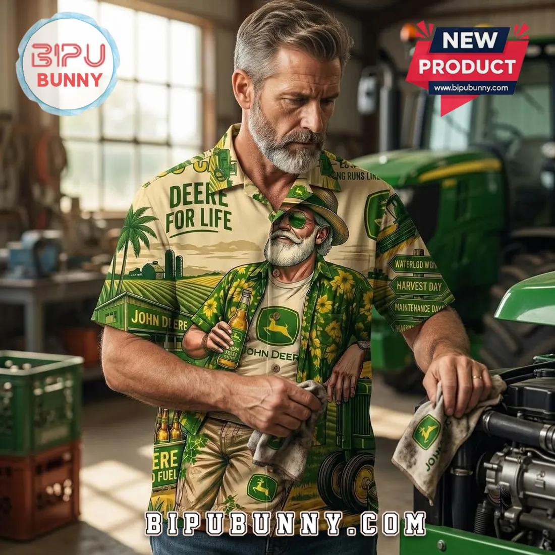 John Deere Field Fuel Tropical Hawaiian Shirt John Deere Field Fuel Tropical Hawaiian Shirt