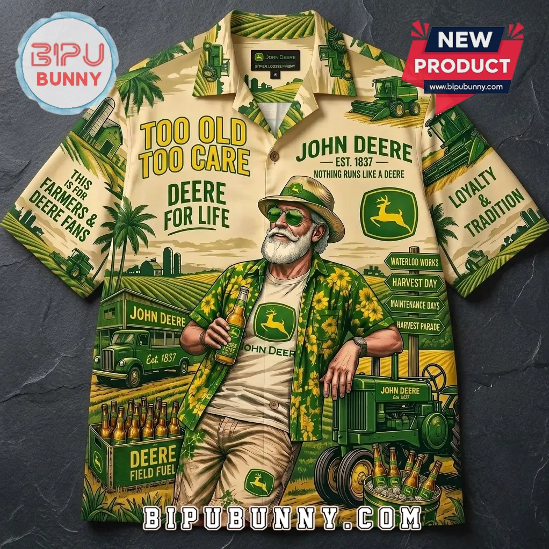 John Deere Field Fuel Tropical Hawaiian Shirt John Deere Field Fuel Tropical Hawaiian Shirt