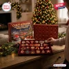 Kansas City Chiefs Christmas Advent Calendar 2026 with numbered boxes and collectible NFL ornaments on a wooden table.