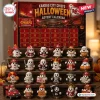 Kansas City Chiefs Halloween Ghost Advent Calendar 2026 with 24 numbered doors and themed ghost figurines on wooden shelves.