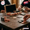 Kansas City Chiefs NFL Poker Set featuring a red aluminum case, team-branded chips, and playing cards on a wooden table.