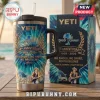 Kenny Chesney 58th Anniversary YETI handle tumbler featuring blue tie-dye patterns, artist imagery, and coastal text graphics.