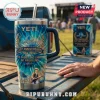 Kenny Chesney 58th Anniversary YETI handle tumbler featuring blue tie-dye graphics, a guitar-playing singer, and logo text.