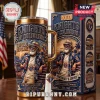 Knights of Columbus Stainless Steel YETI Tumbler with an bearded man illustration, palm trees, and fraternal insignia.