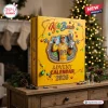 Kyle Busch 18 NASCAR Advent Calendar 2026 featuring a yellow box, M&M branding, and a driver portrait on a wooden table.