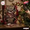 Led Zeppelin 58th Anniversary Advent Calendar black box with gold lettering and band-themed ornaments on a wooden table.