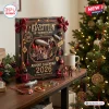 Led Zeppelin 58th Anniversary Advent Calendar in black with gold text, vintage airship imagery, and red ribbon accents.