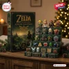 Legend of Zelda 40th Anniversary Advent Calendar 2026 box with miniature character figurines displayed on a tiered stand.