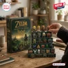 Legend of Zelda 40th Anniversary Advent Calendar 2026 box with miniature character figurines displayed on a tiered stand.