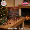 Liverpool FC 2026 Football Figure Advent Calendar box featuring Anfield stadium artwork displayed on a rustic wooden mantel.