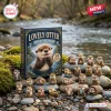 Front view of Lovely Otter Advent Calendar box displayed with small otter figurines on river rocks.