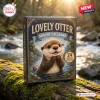Front view of a Lovely Otter Advent Calendar box resting on a mossy log outdoors.
