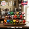 Marvel Super Heroes 2026 Advent Calendar featuring colorful vinyl bobblehead figurines arranged on a wooden tiered display.