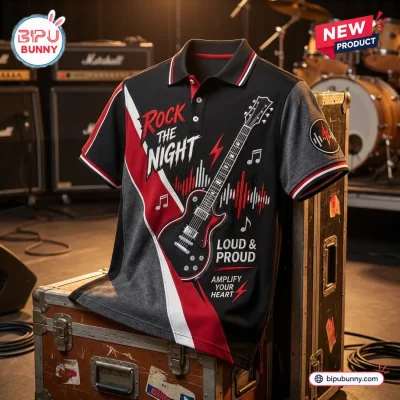 Men’s Rock The Night Electric Guitar Polo Shirt