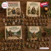 Top view of Merry Christmas Bigfoot Advent Calendar 2026 sets with small figurines arranged on a wooden table.