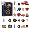 Front view of Merry Christmas Elvis Presley Advent Calendar 2026 box alongside various themed charms.