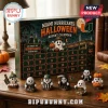 Miami Hurricanes Halloween Advent Calendar 2026 box with a countdown grid and six small team-themed ghost figurines on a desk.