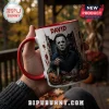 Michael Myers David Custom Halloween Coffee Mug featuring a character illustration, knife, pumpkins, and red handle ceramic.