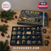 Michigan Wolverines 24-Day Christmas Advent Calendar features blue and gold sports-themed ornaments in a partitioned display box.