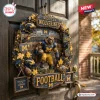 Michigan Wolverines Football Decorative Wreath featuring a mascot, mini helmets, footballs, and team branding on a vine base.