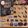 Front view of Mike's Heavy Duty Workshop Advent Calendar 2026 showing boxed calendar and twenty-four laid out tools.