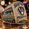 Side view of a Milwaukee Brewers 2026 Champions Championship Ring featuring stadium graphics and blue enamel details.