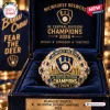 Close-up of a Milwaukee Brewers 2026 NL Central Division Champions ring inside a blue velvet display box.