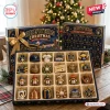 Front view of Milwaukee Brewers Christmas Advent Calendar with 24 numbered compartments and assorted miniature ornaments displayed.