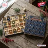 Top view of a Milwaukee Brewers Christmas Advent Calendar with numbered compartments and small themed ornaments.