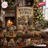 Front view of a Mischievous Pitbull Puppy Advent Calendar box surrounded by puppy figurines.