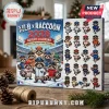 MLB All Teams Raccoon 2026 Advent Calendar featuring 24 numbered baseball-themed raccoon characters on a blue box.