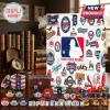 MLB Team Mascot Collectible Advent Calendar featuring team logos and miniature figures on a wooden surface.