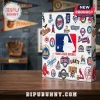 MLB Team Mascot Collectible Advent Calendar featuring team logos on a white box sitting on a wooden table.
