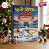 MLB x Snoopy 2026 Advent Calendar box featuring Snoopy, Woodstock, and a snowman on a baseball field background.