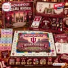 Top view of Monopoly Indiana University Hoosiers Collector Edition board game with tokens, cards, and game board pieces.