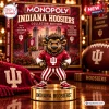 Front view of Indiana University Hoosiers Monopoly game box with a central bison mascot figure on a gold base.
