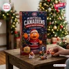 Montreal Canadiens Youppi Mascot Advent Calendar featuring 24 numbered doors and orange mascot figurines on wood table.